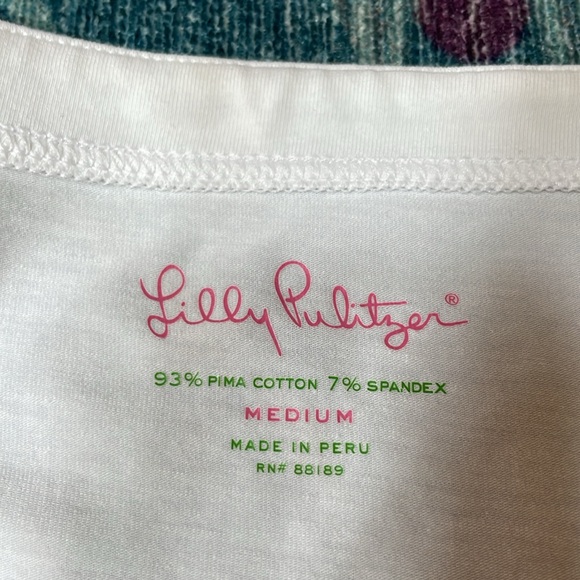 Lilly Pulitzer 3/4 sleeve Pima cotton boatneck t shirt white M - Picture 4 of 6